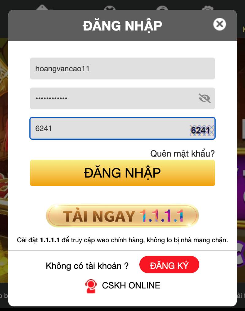 Bước 2 – Nhập tài khoản và mật khẩu